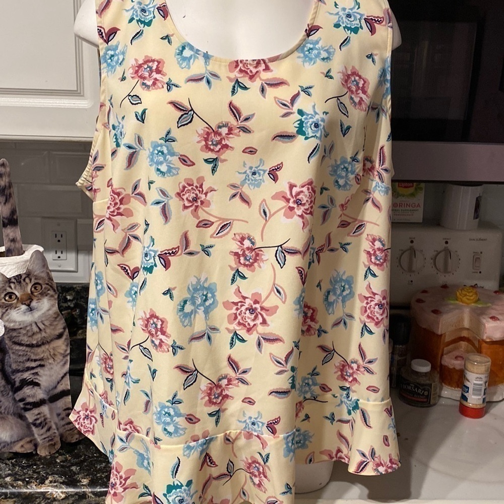 J womens D & Co. casual sleeveless floral plus size top 2X.  EUC
